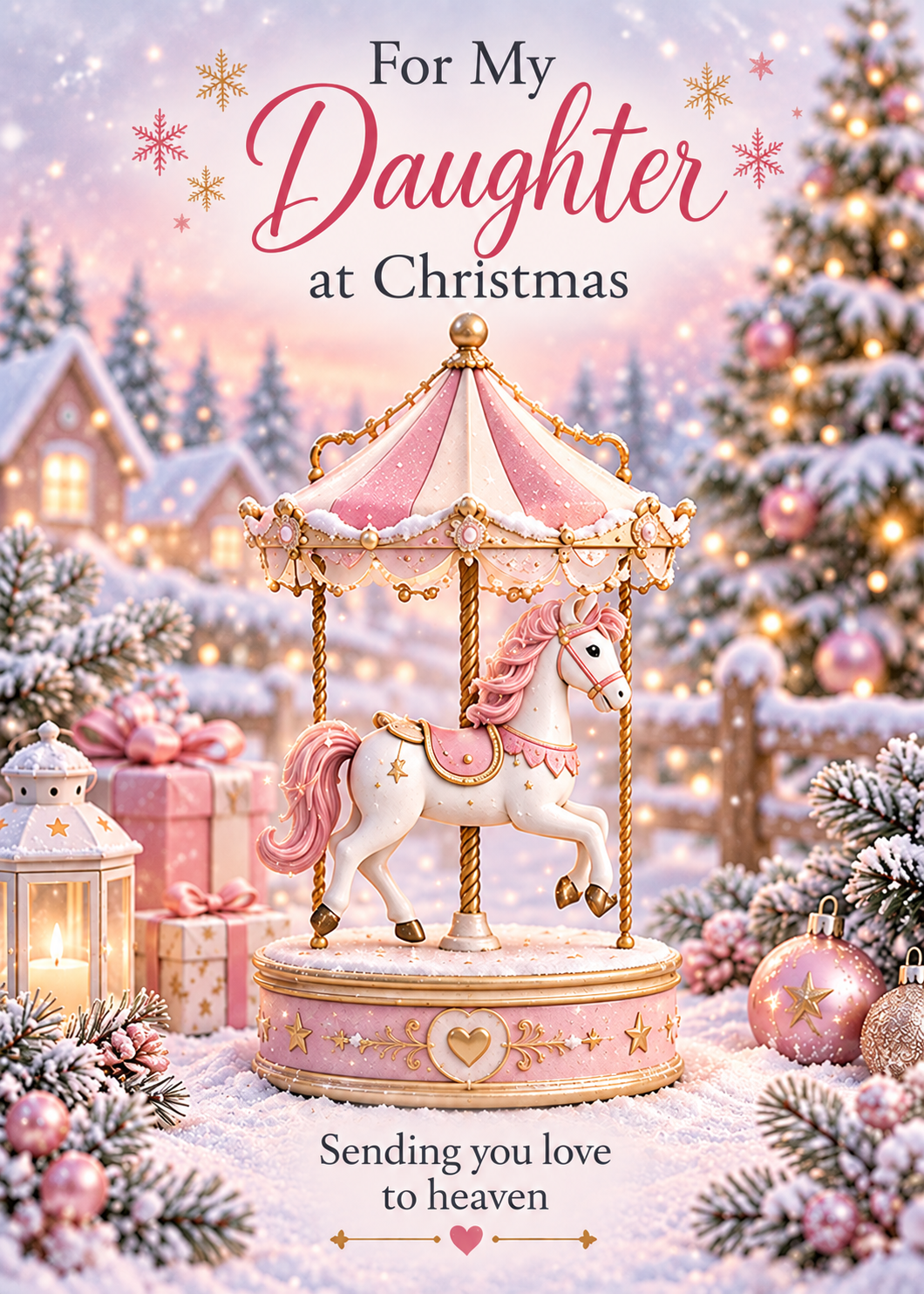 Christmas Card for Daughter in Heaven – Pink Christmas Carousel