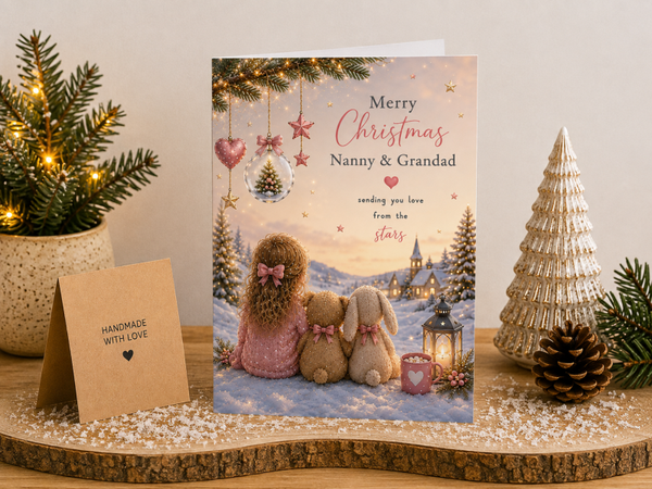 Merry Christmas Nanny & Grandad Card – Girl and Toys by Winter Village