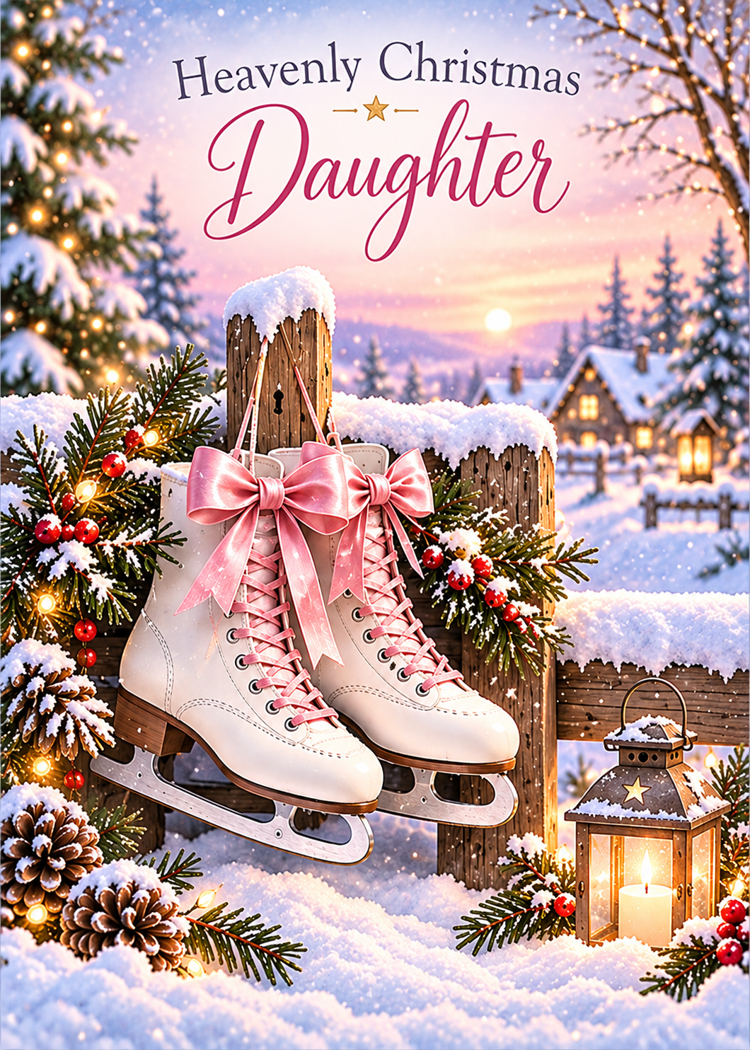 Christmas Card for Daughter in Heaven – Pink Ice Skates