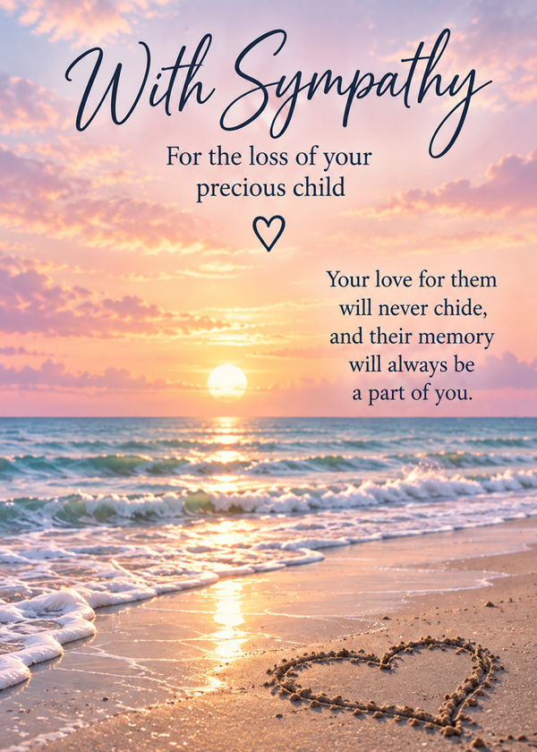 Sympathy Card for Loss of a Precious Child – Beach