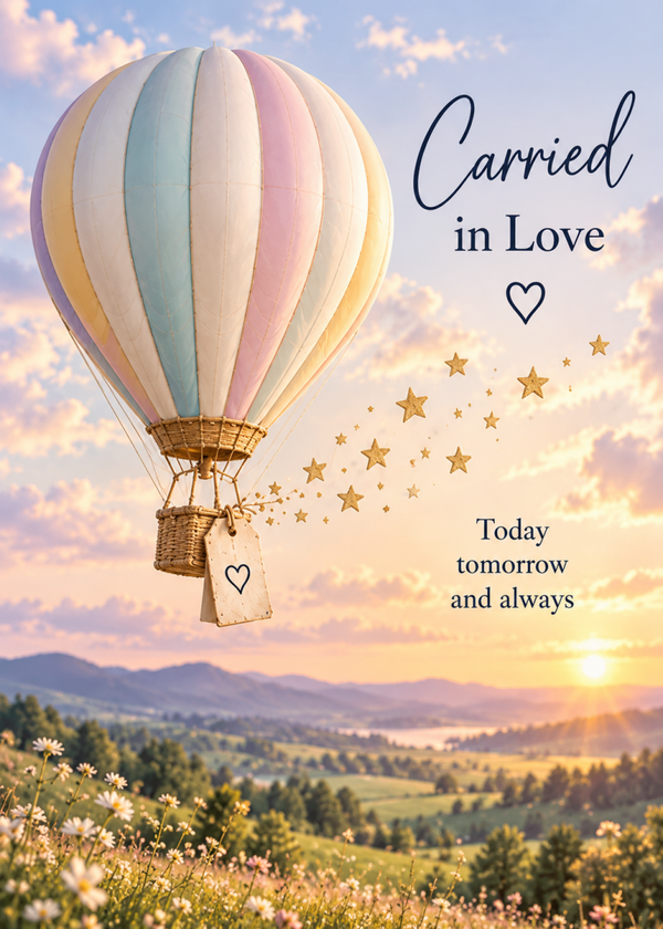 Carried in Love Sympathy Card – Pastel Balloon