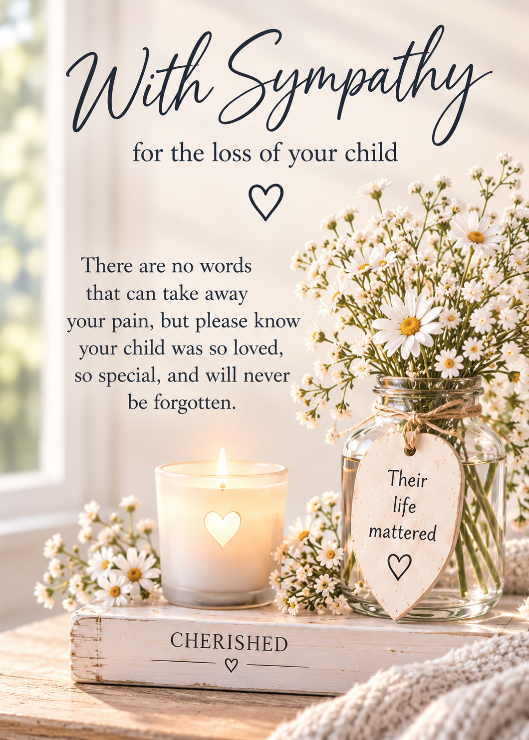 Sympathy Card for Loss of a Child – Cherished