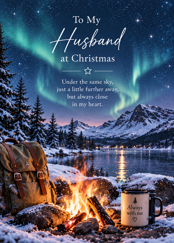 Christmas Card for Husband in Heaven – Northern Lights
