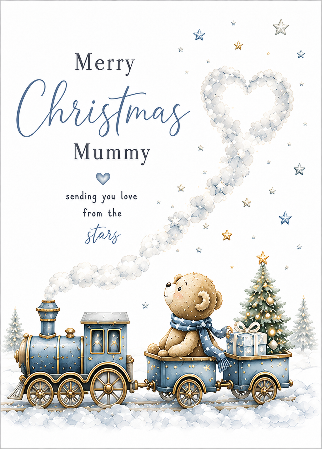 Merry Christmas Mummy – Teddy Christmas Train Remembrance Card