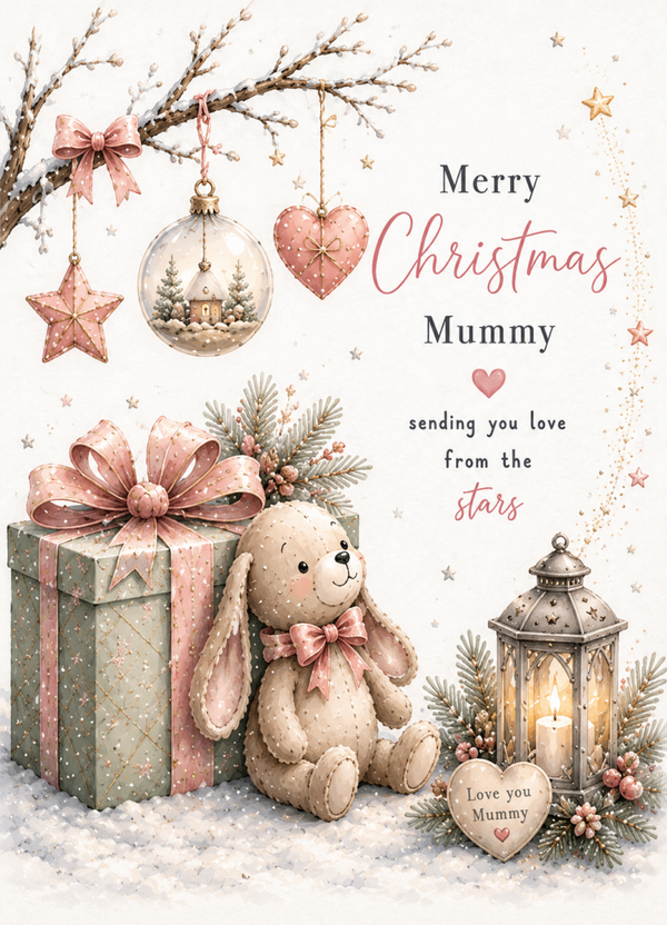 Merry Christmas Mummy – Bunny & Christmas Tree Remembrance Card