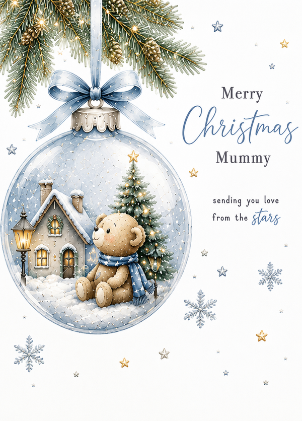 Merry Christmas Mummy – Teddy Bauble Remembrance Card