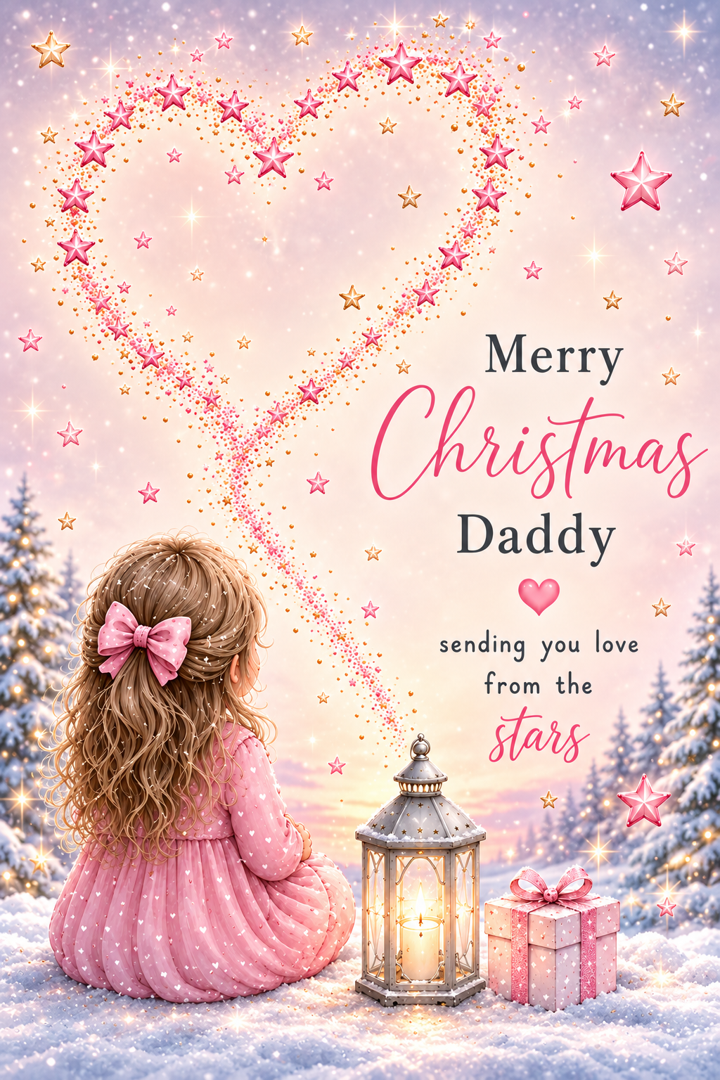 Merry Christmas Daddy – Girl in a Snowy Forest Card