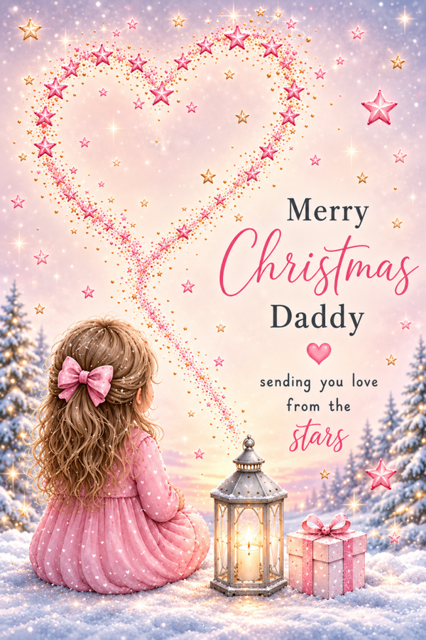 Merry Christmas Daddy – Girl in a Snowy Forest Card