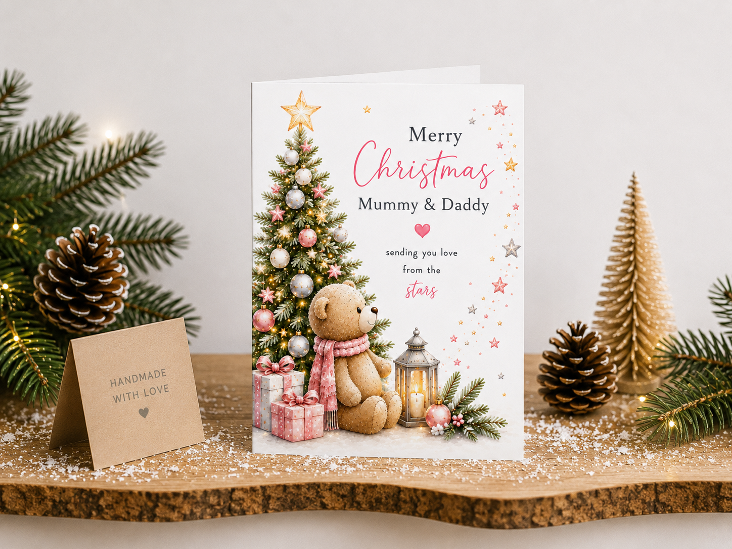 Merry Christmas Mummy & Daddy – Teddy by Christmas Tree