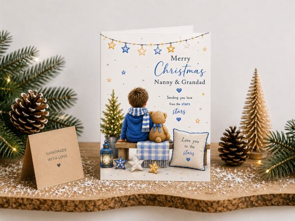Merry Christmas Nanny & Grandad Card – Boy with a Christmas Letter