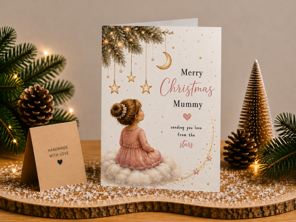 Mummy Christmas Card – Little Girl in Pink Christmas Dress