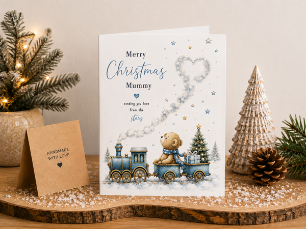 Mummy Christmas Card – Blue Christmas Scene From the Stars