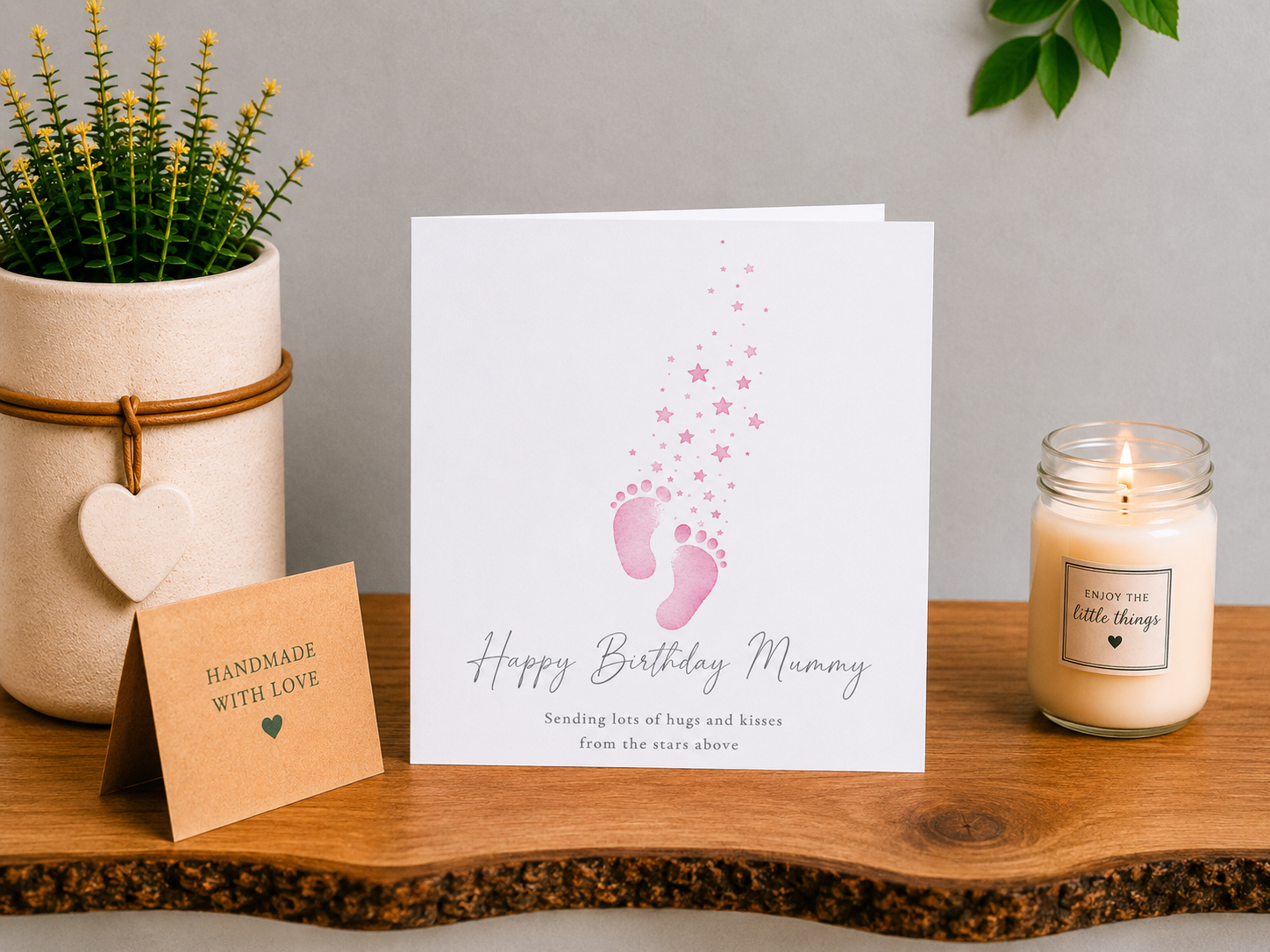 Birthday Card for Mummy from a Daughter in Heaven – Pink Footprints