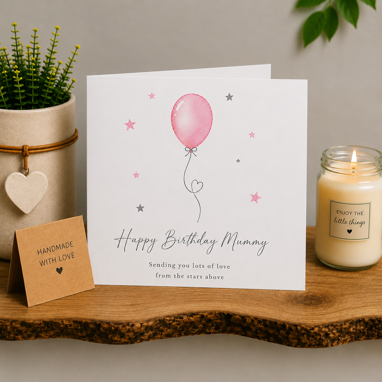 Birthday Card for Mummy from a Daughter in Heaven – Pink Balloon