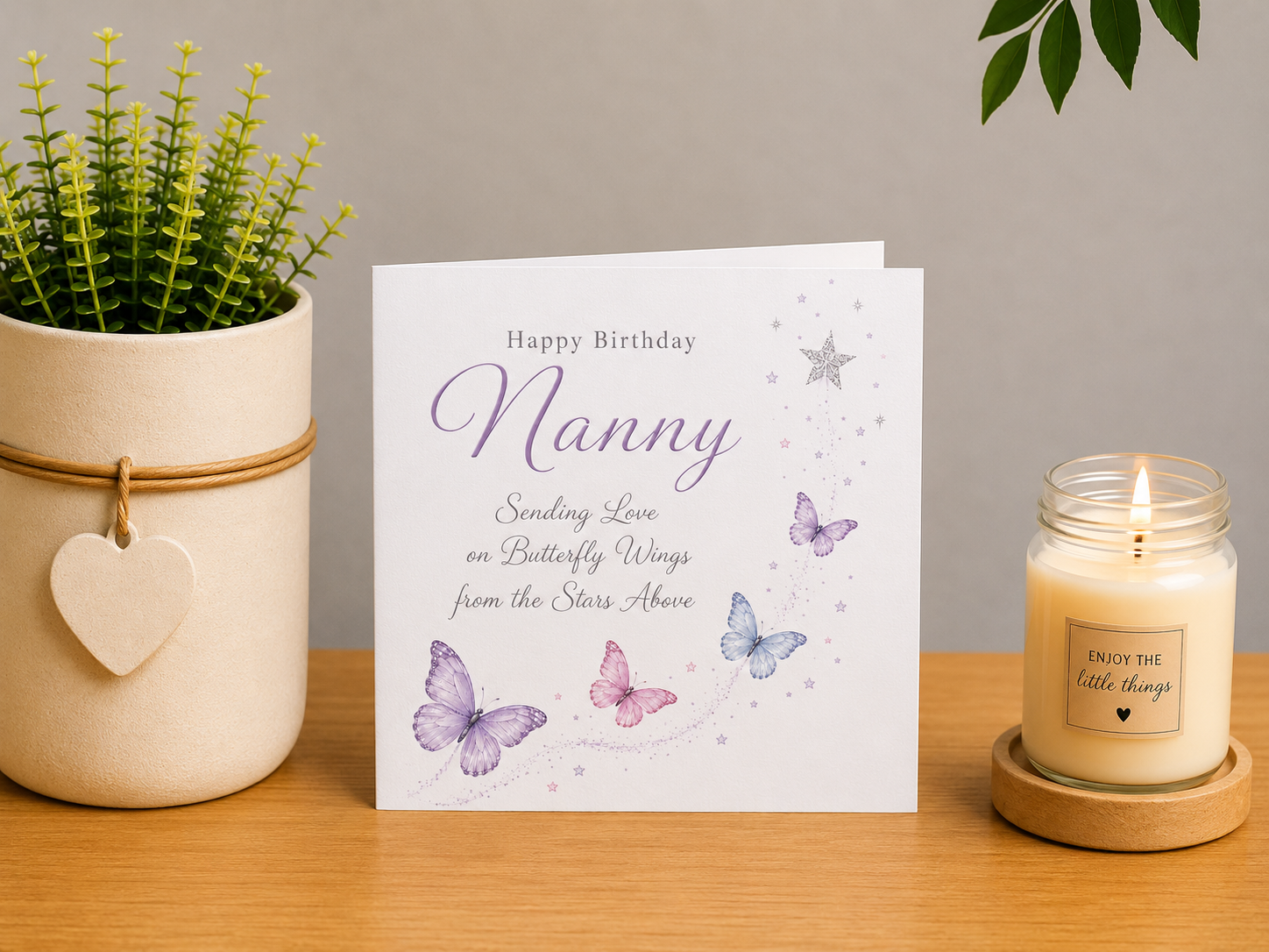 Heavenly Birthday Card for Nan – Butterfly Wings