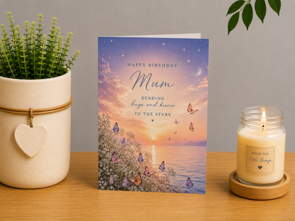 Birthday Card for Mum – Hugs and Kisses to the Stars