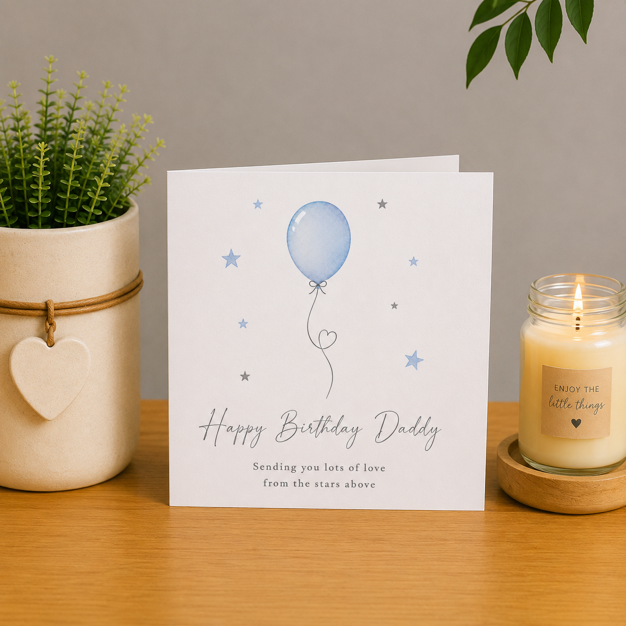 Happy Birthday Daddy Card – Blue Balloon from the Stars