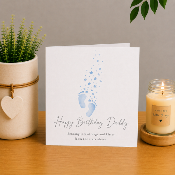 Birthday Card for Daddy from the Stars – Blue Footprints