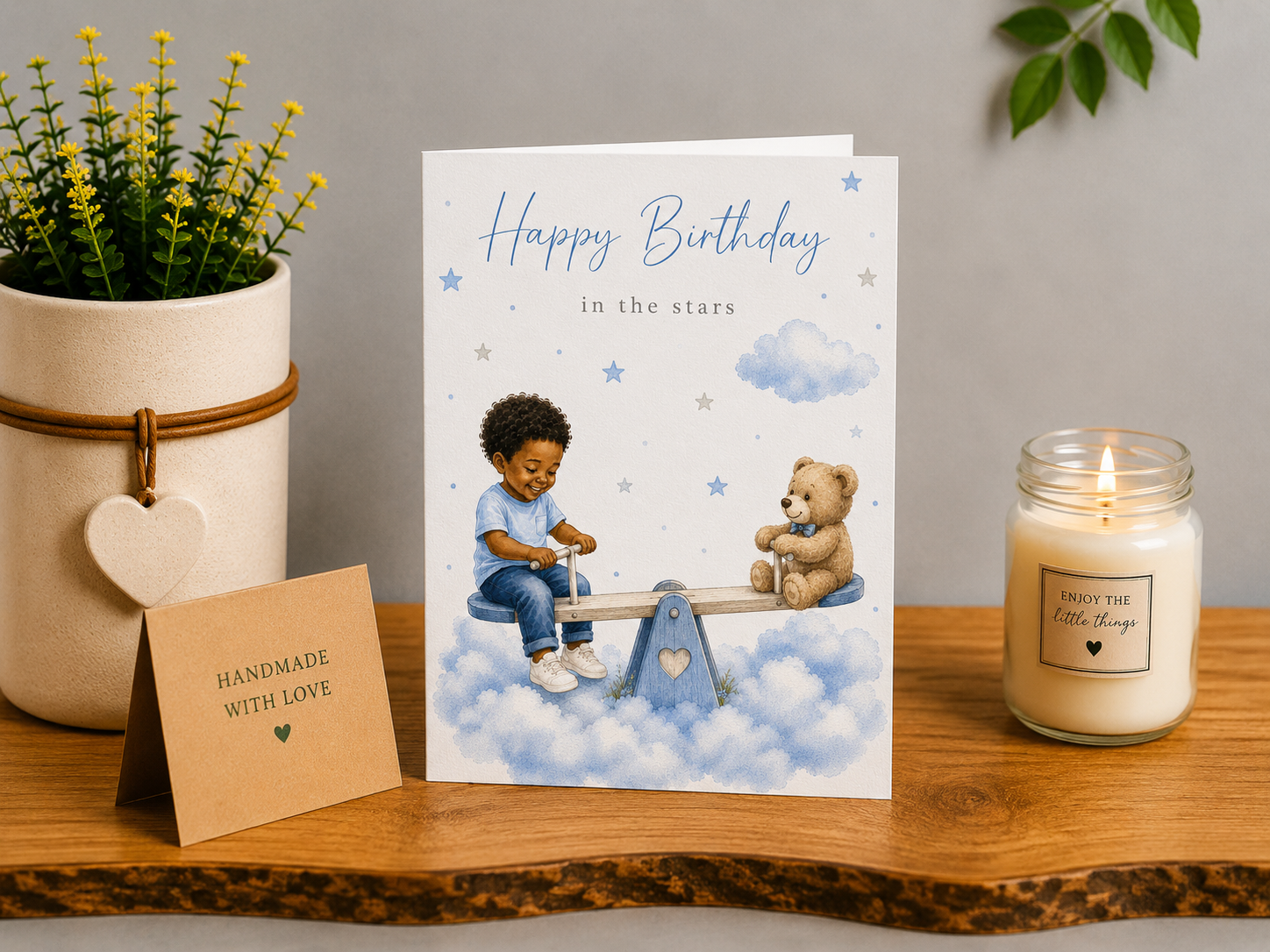 Personalised Heavenly Birthday Card for a Son – Seesaw in the Stars