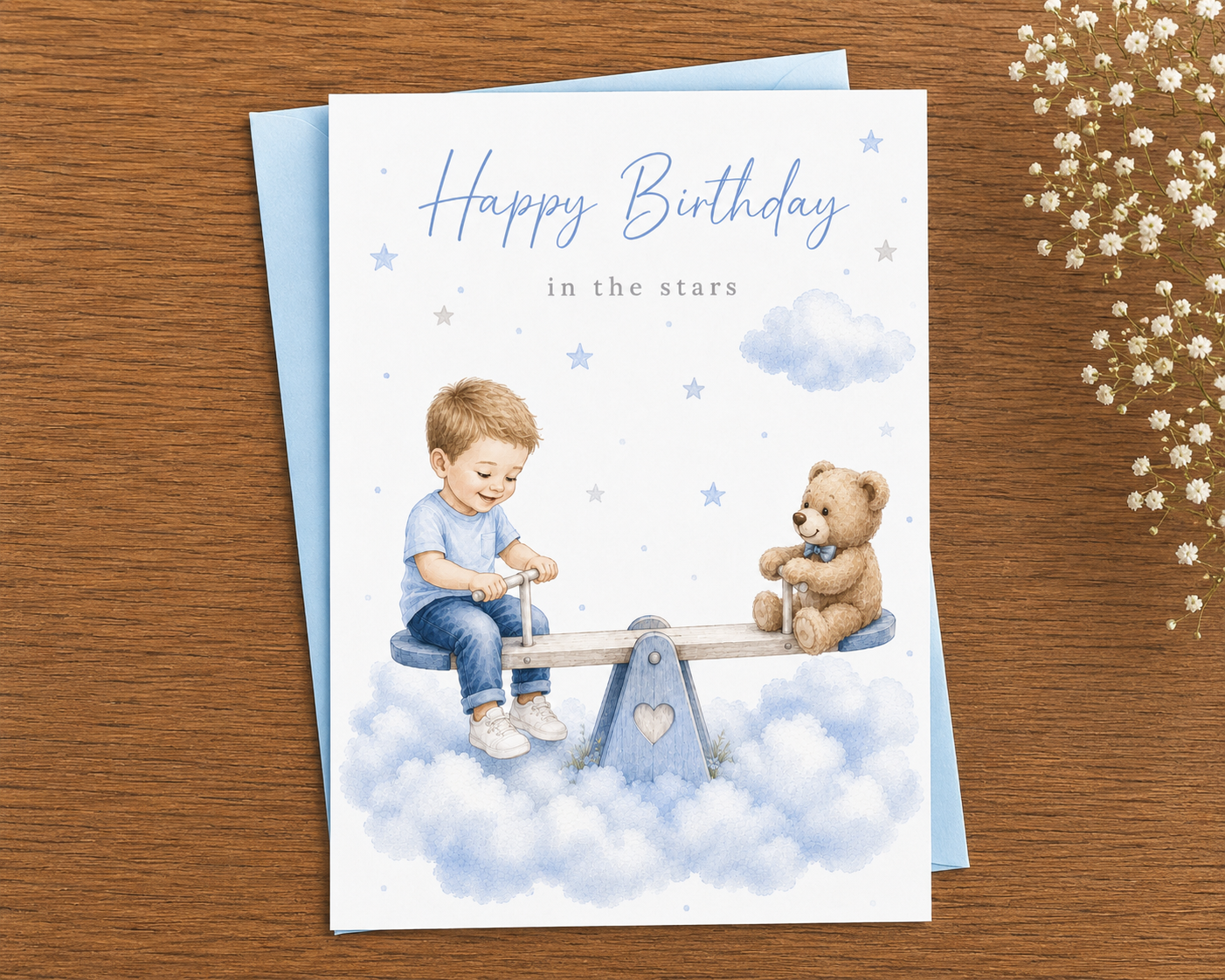Personalised Birthday in the Stars Card for a Son | Seesaw Remembrance Card