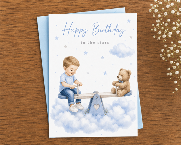 Personalised Birthday in the Stars Card for a Son | Seesaw Remembrance Card