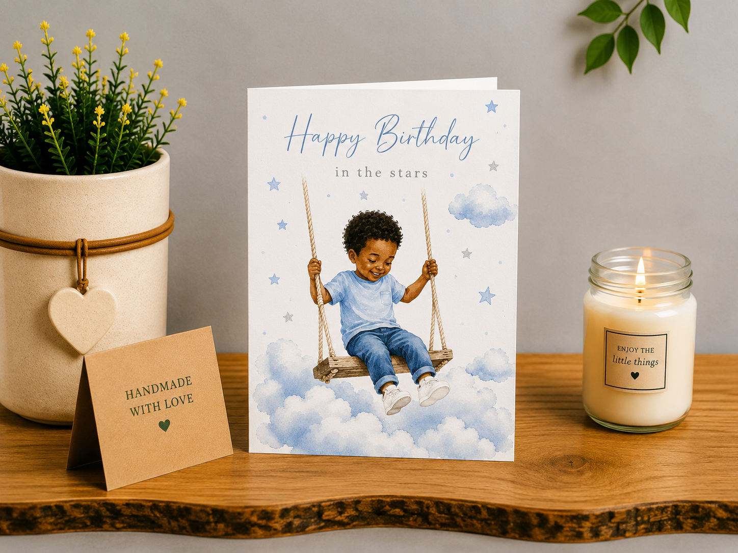 Personalised Heavenly Birthday Card for a Son – Swing in the Stars