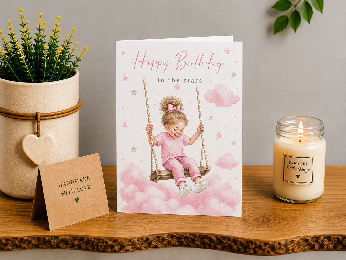 Personalised Heavenly Birthday Card for a Daughter | Girl on Swing Memorial Card