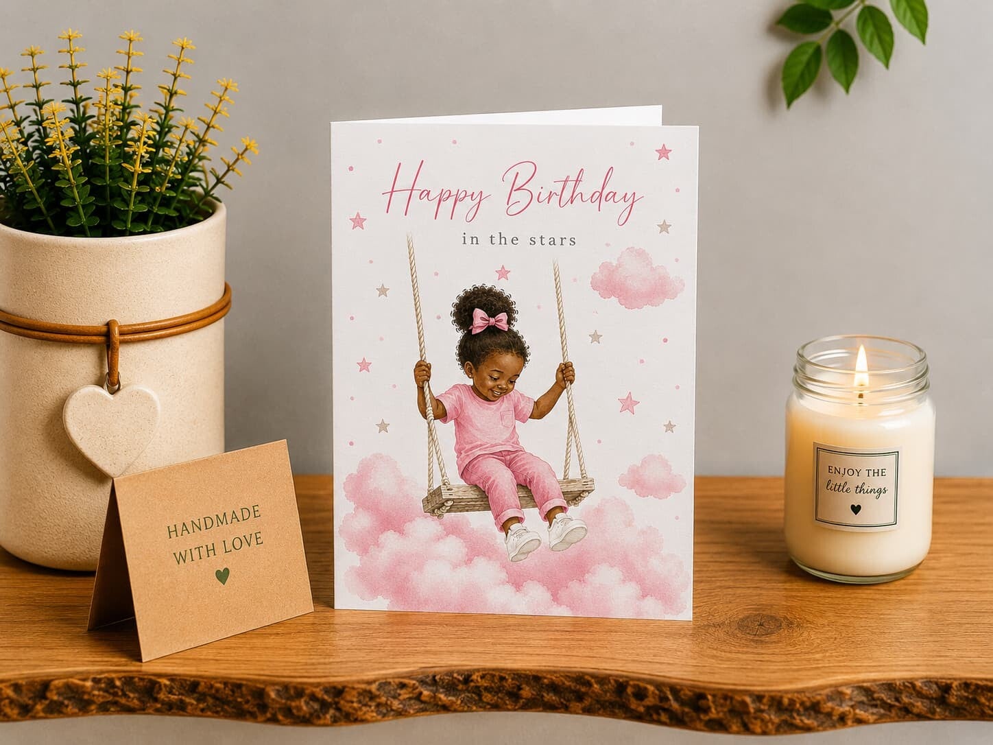 Personalised Heavenly Birthday Card for a Daughter | Girl on Swing Memorial Card