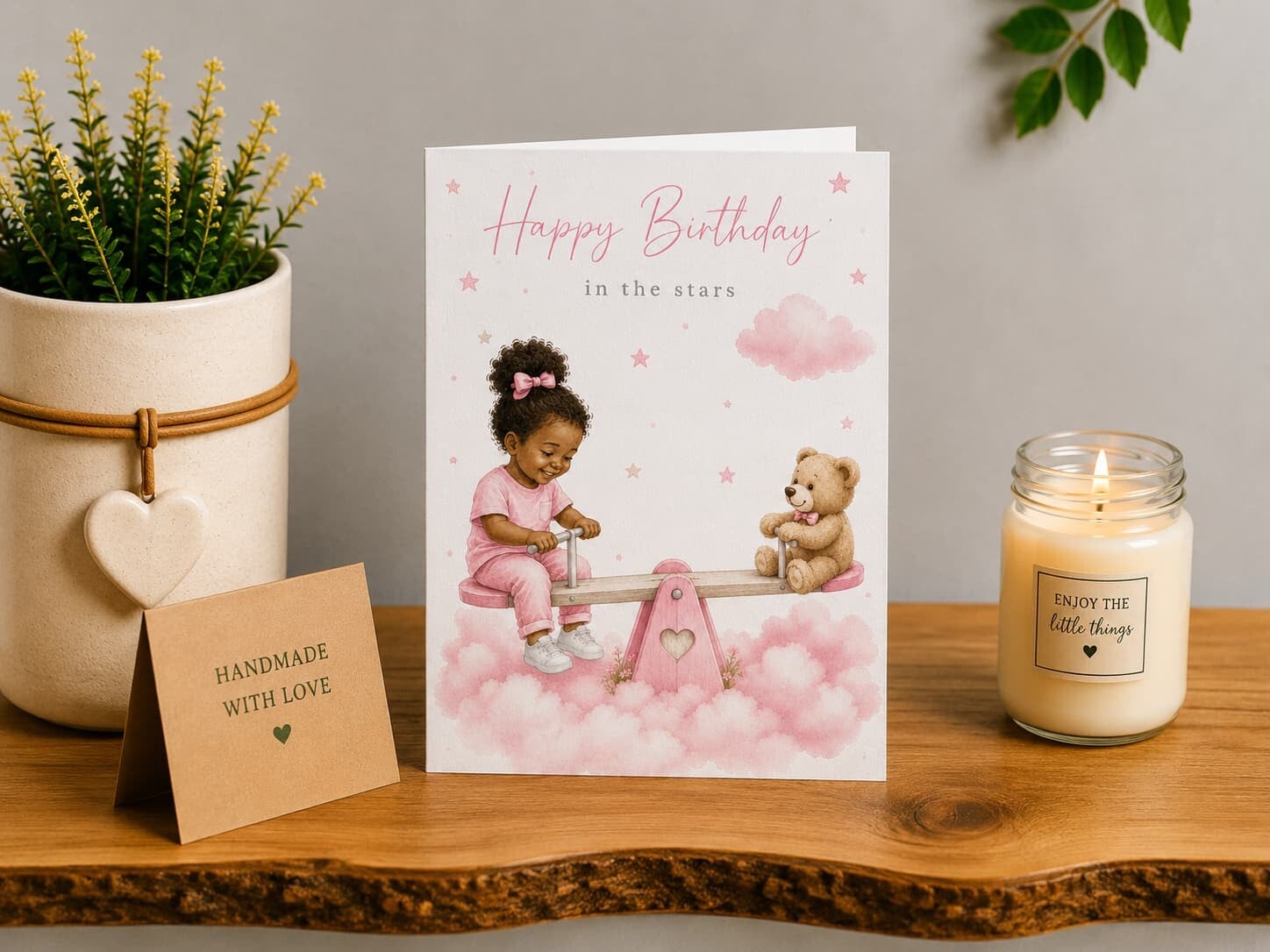 Personalised Heavenly Birthday Card for Daughter | Pink Seesaw | Birthday in the Stars