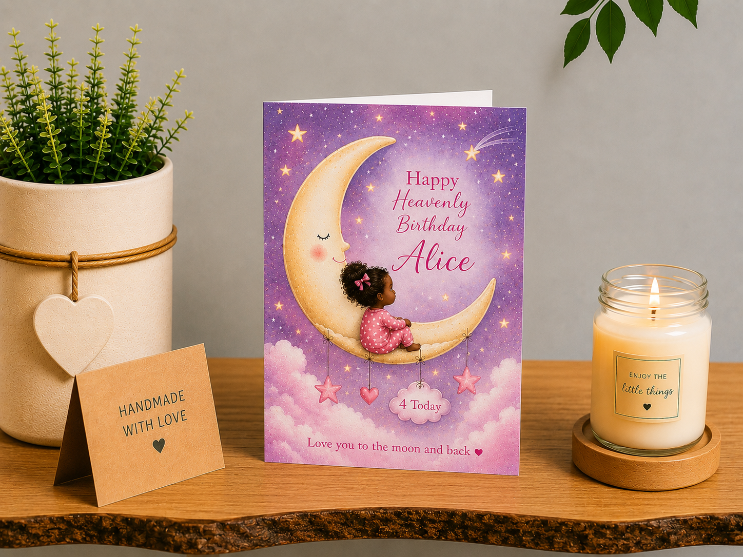 Personalised Heavenly Birthday Card for a Daughter – Moon