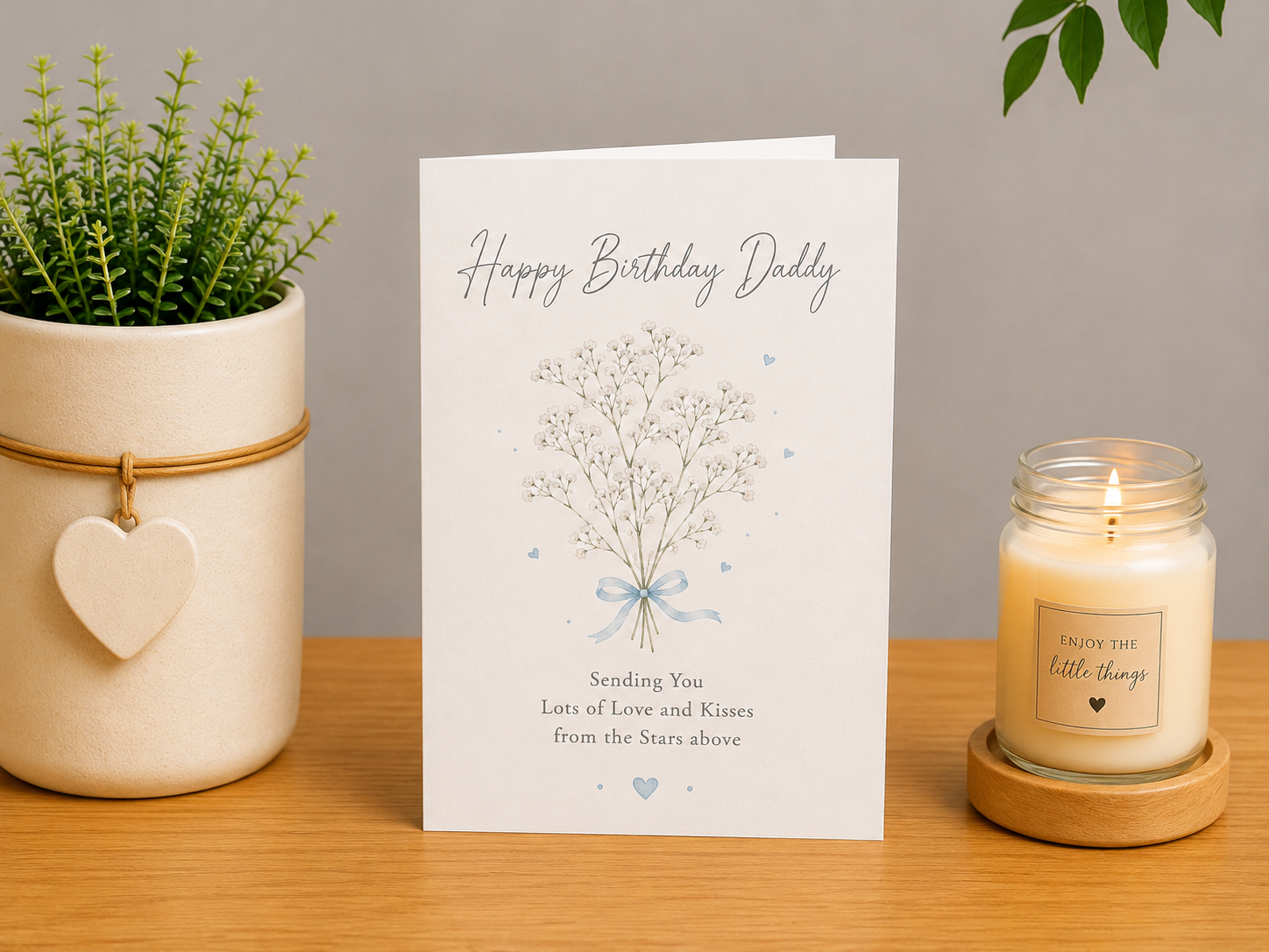 Heavenly Birthday Card for Daddy – Baby’s Breath Flowers