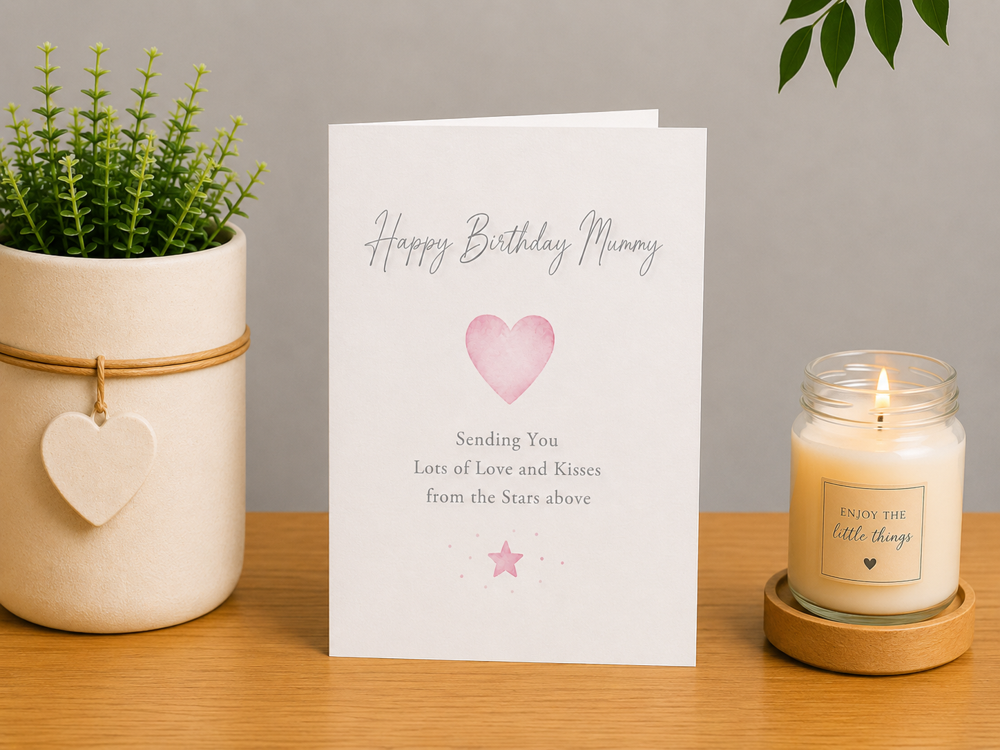 Birthday Card for Mummy – Pink Heart and Star
