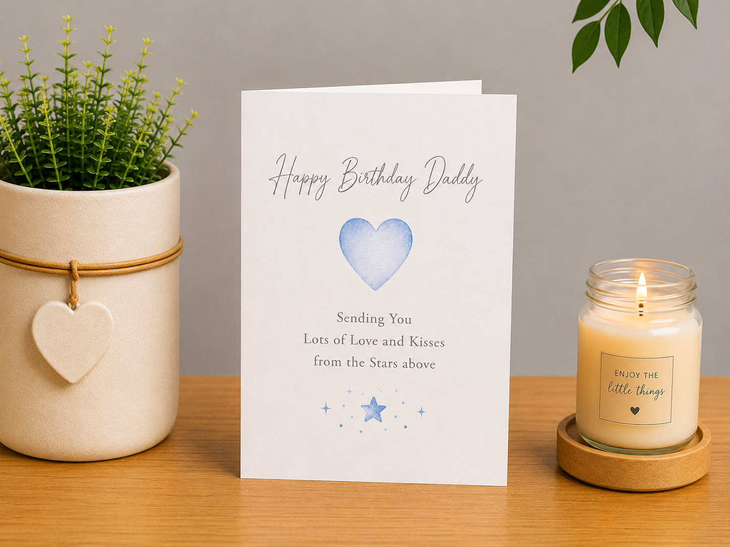 Heavenly Birthday Card for Daddy – Blue Heart