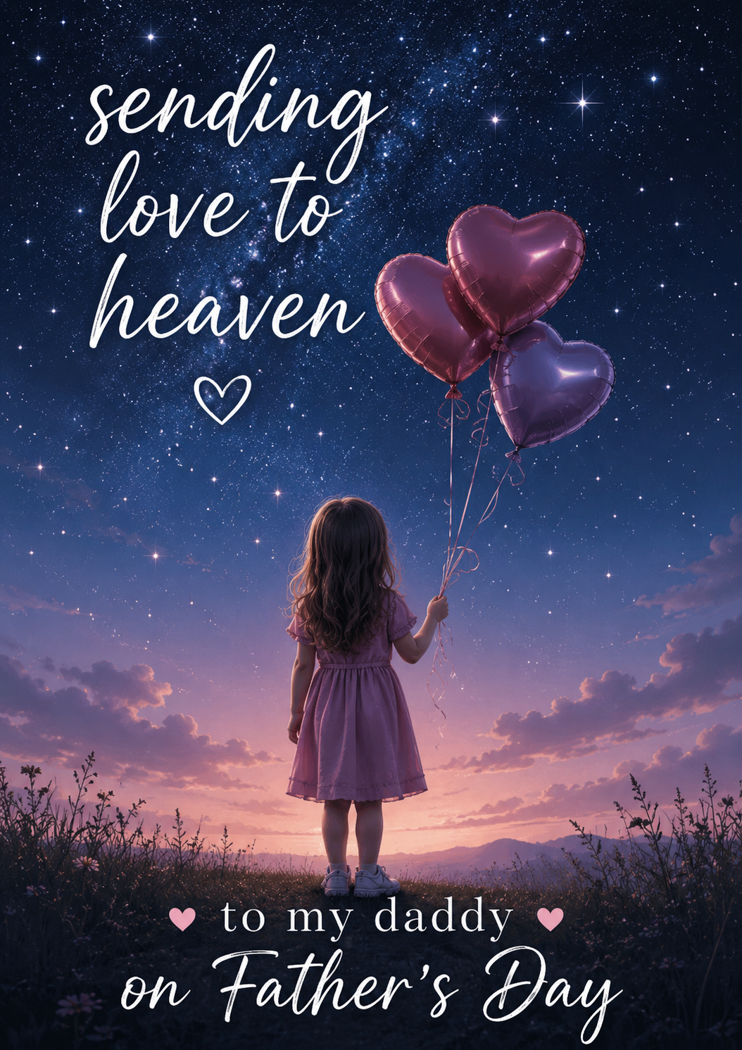 Father’s Day Card for Daddy from a Daughter – Purple Balloons
