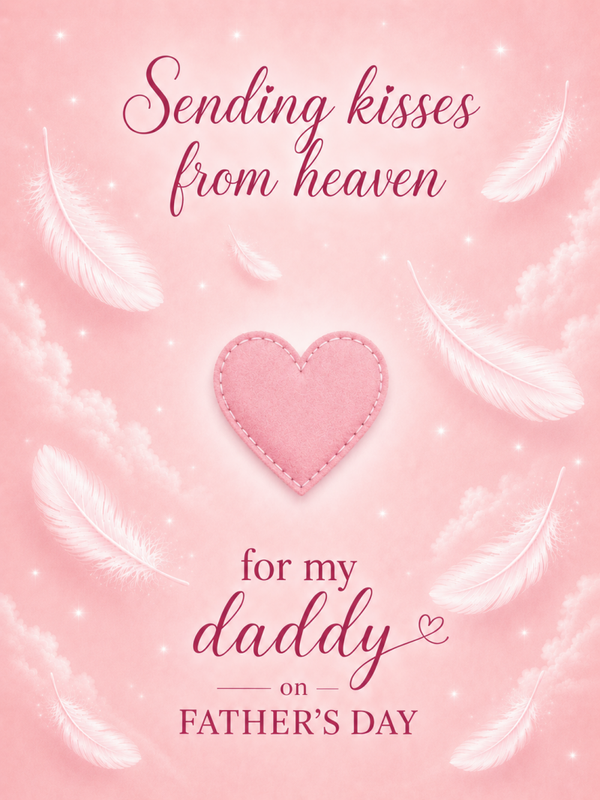 Father’s Day Card for Daddy in Heaven – Pink Heart Kisses