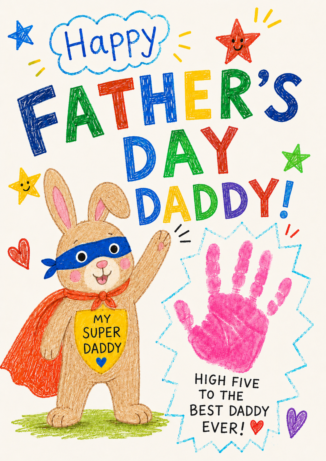 Father’s Day Card for Daddy – Superhero Bunny