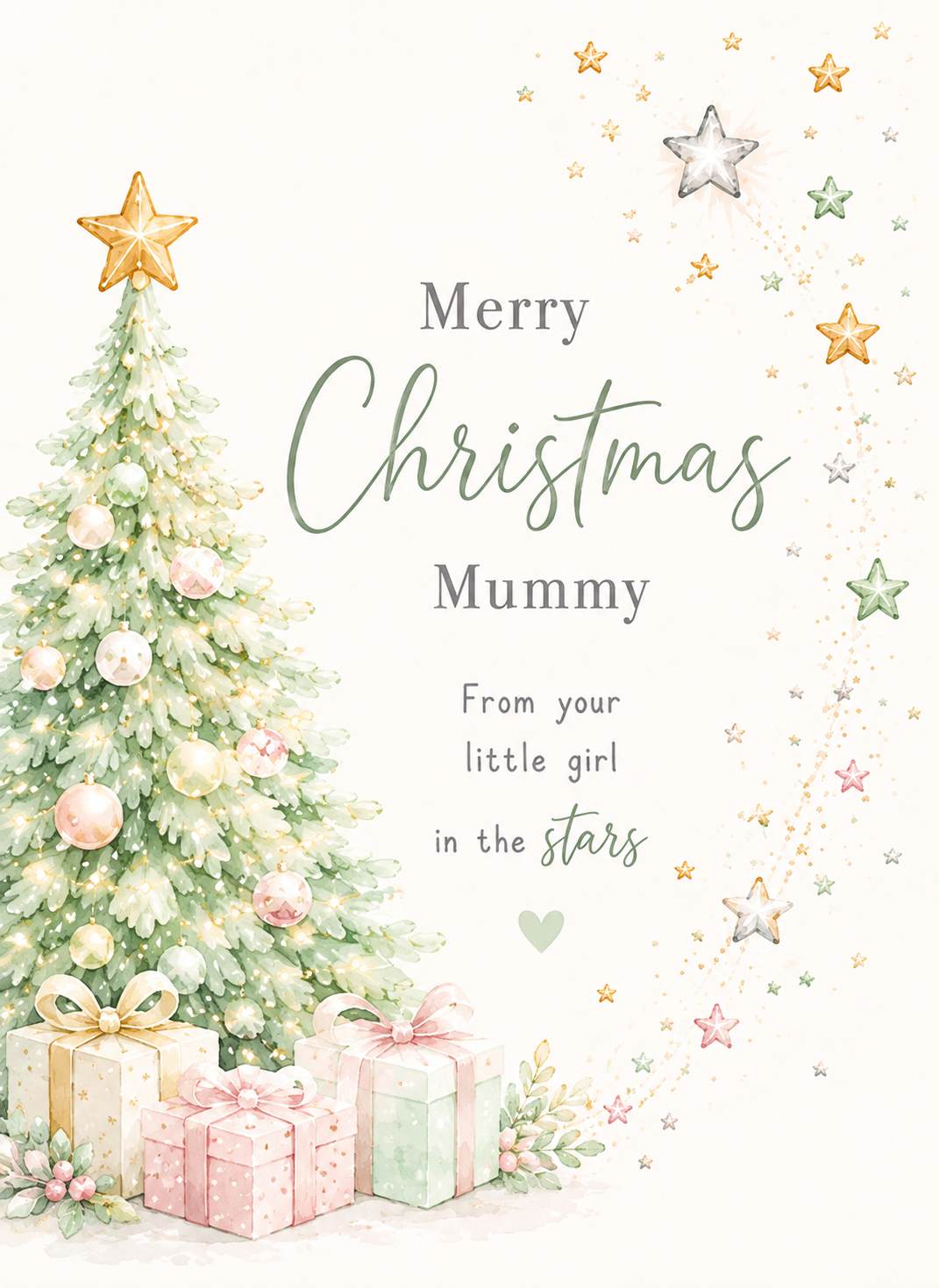 Merry Christmas Mummy – Pastel Tree From Your Little Girl