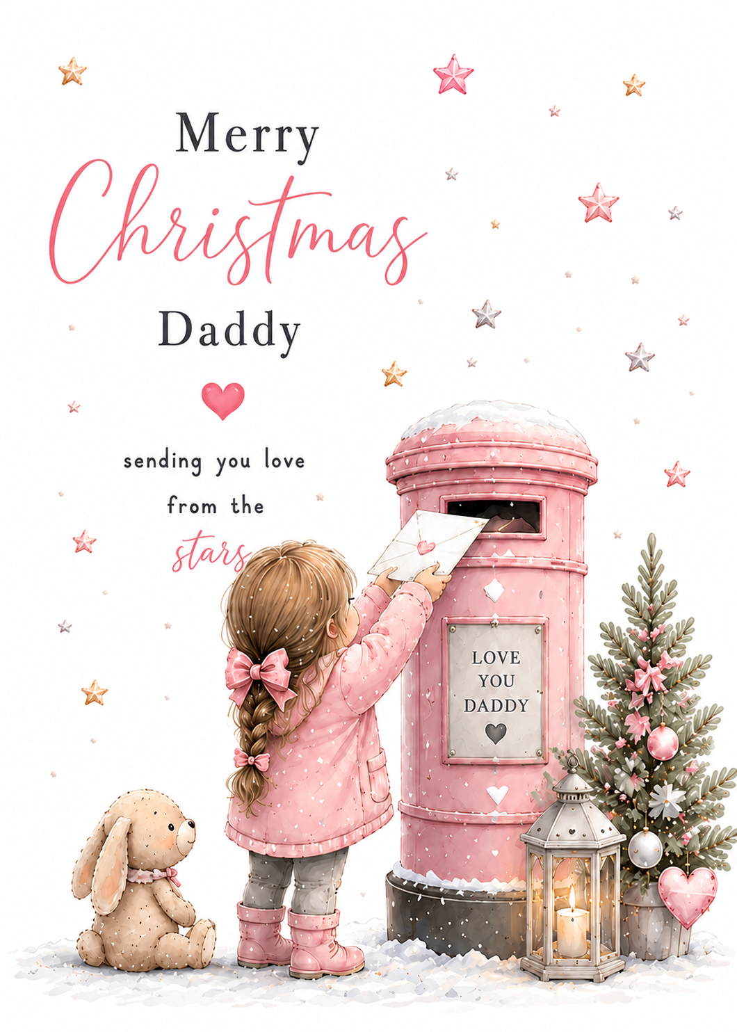 Merry Christmas Daddy – Girl Posting a Letter Card