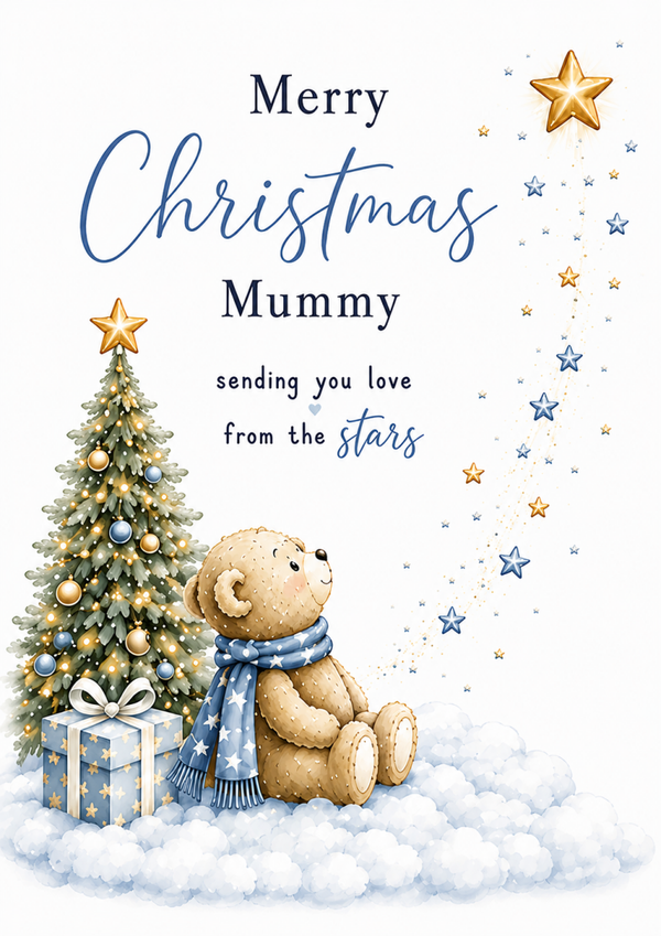 Merry Christmas Mummy – Teddy & Christmas Tree Remembrance Card
