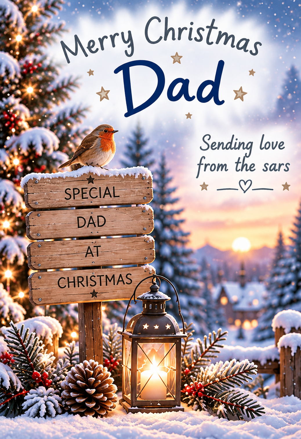 Merry Christmas Dad Card – Robin and Special Dad Sign