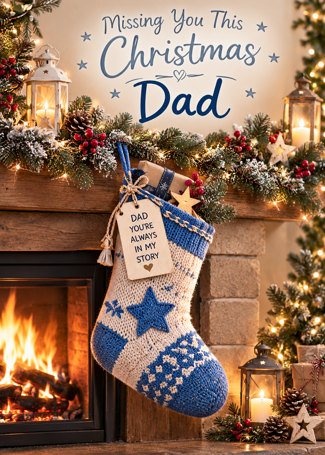 Missing You This Christmas Dad Card – Memorial Stocking