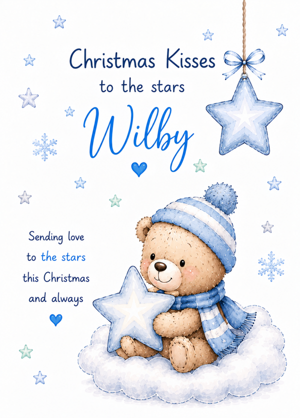 Christmas Card for Son in Heaven – Teddy & Christmas Star