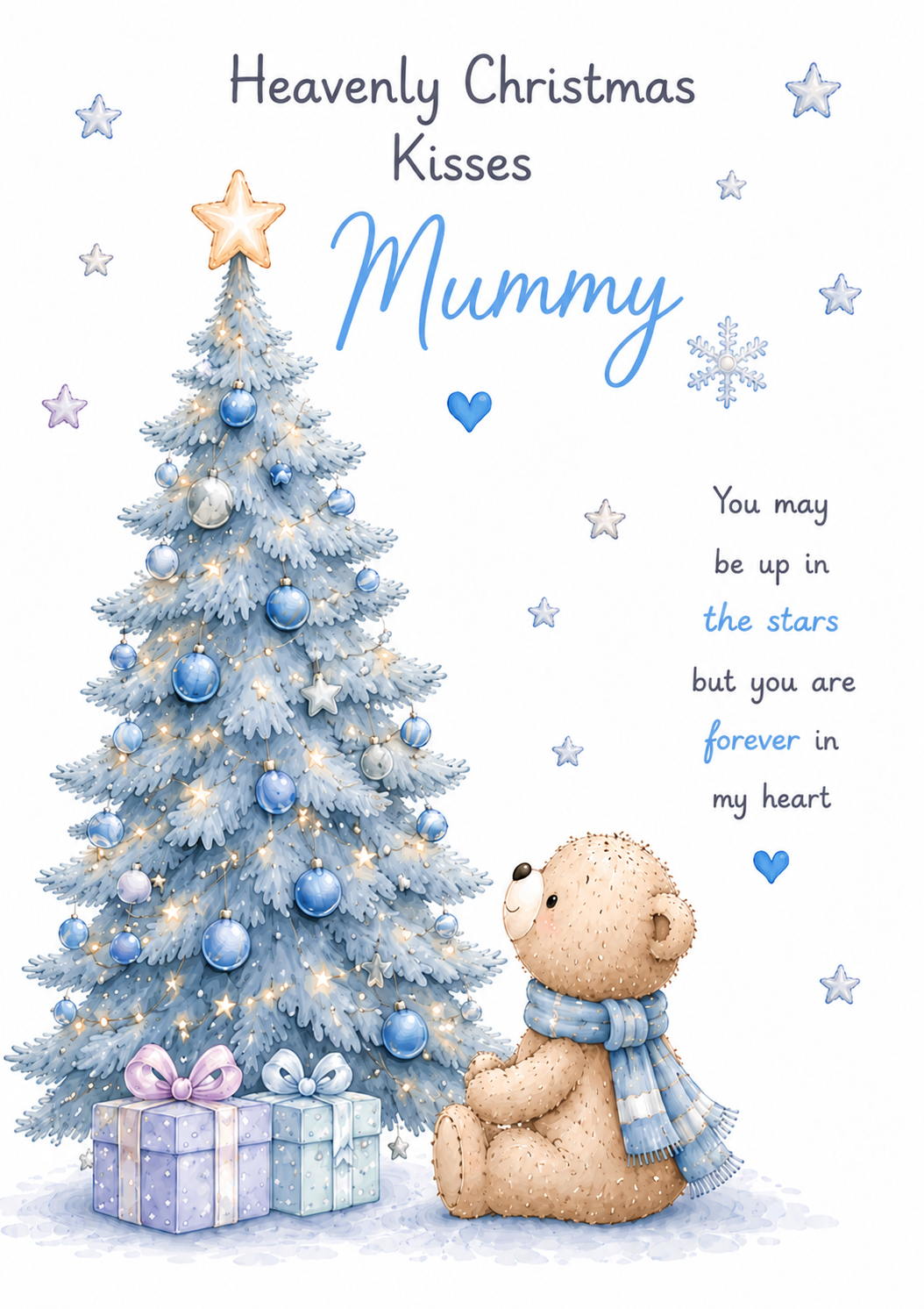 Heavenly Christmas Kisses Mummy Card – Teddy by Blue Tree