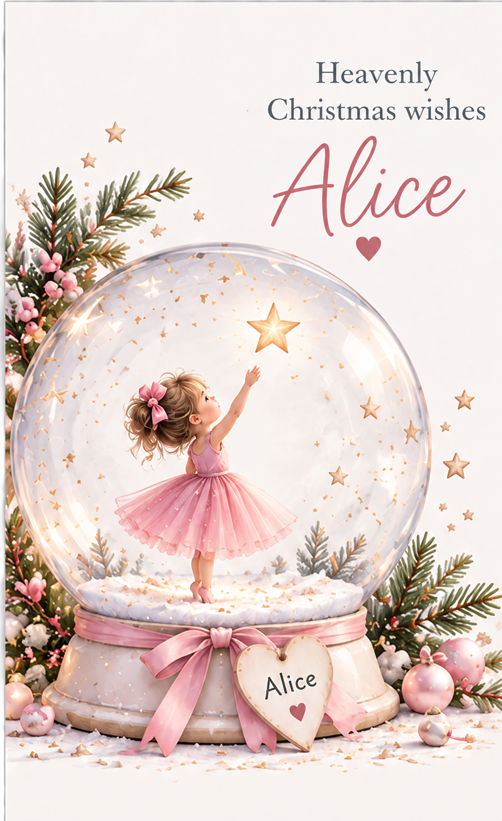 Personalised Christmas Card for Daughter – Snow Globe