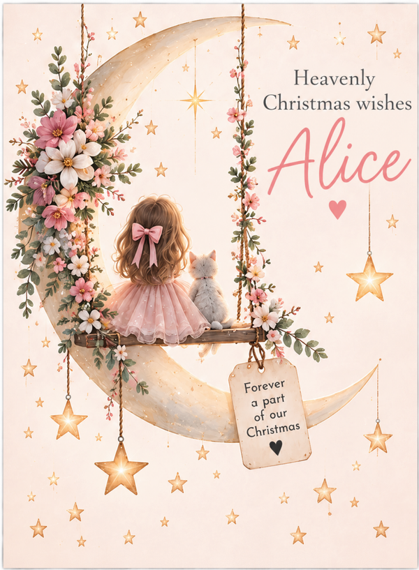 Personalised Christmas Card for Daughter – Floral Moon