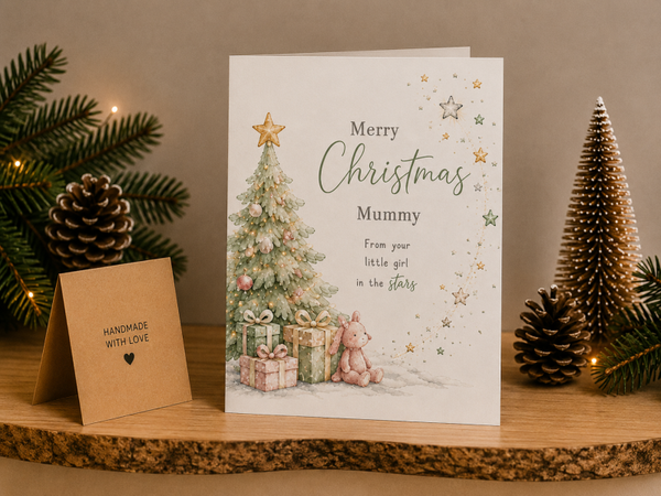 Merry Christmas Mummy Card – Christmas Tree and Presents