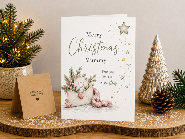 Merry Christmas Mummy Card – Bunny beside Christmas Letter