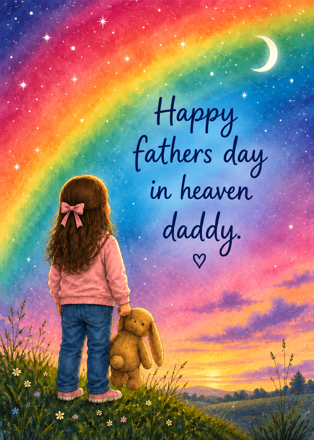 Father’s Day Card for Daddy in Heaven – Girl Under a Rainbow