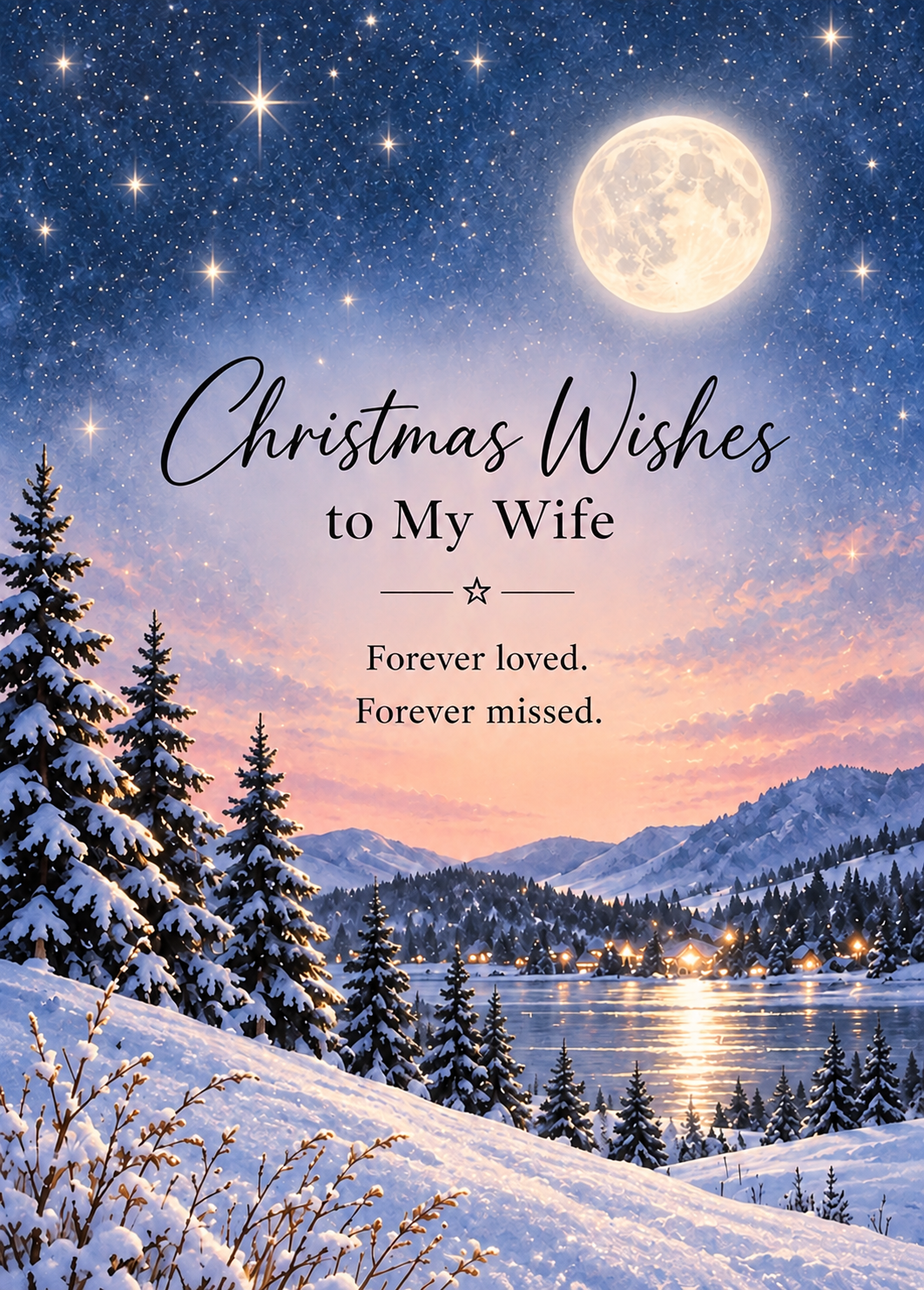 Christmas Card for Wife in Heaven – Moonlit Lake