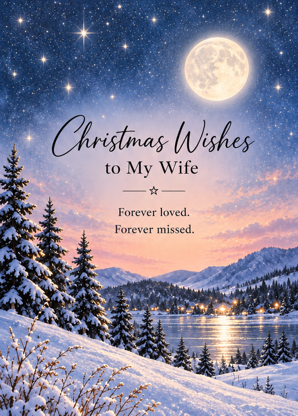 Christmas Card for Wife in Heaven – Moonlit Lake